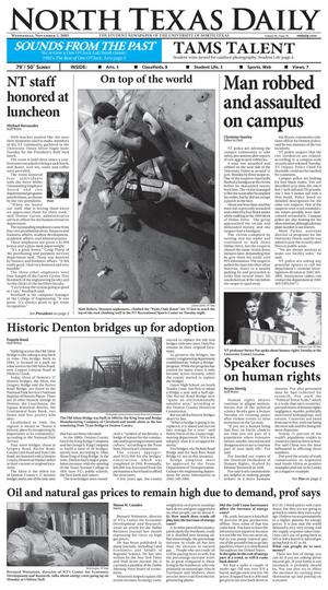 Primary view of object titled 'North Texas Daily (Denton, Tex.), Vol. 90, No. 38, Ed. 1 Wednesday, November 2, 2005'.