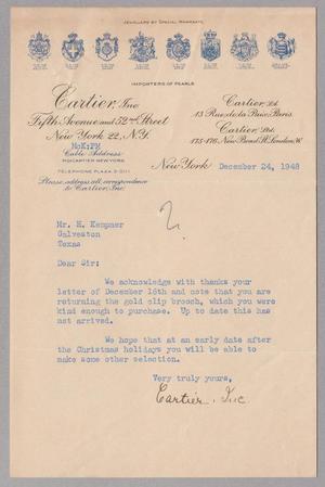 [Letter from Cartier, Inc. to Isaac H. Kempner, December 24, 1948]