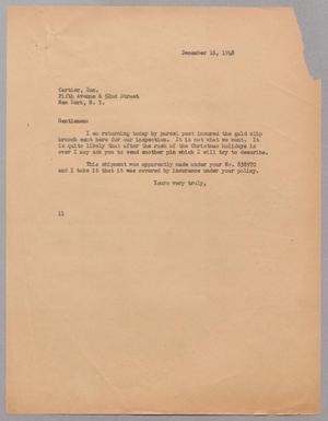 [Letter from Isaac H. Kempner to Cartier, Inc., December 16, 1948]