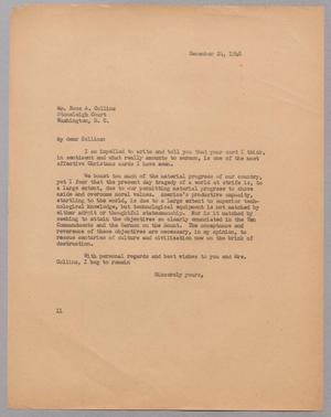[Letter from Isaac H. Kempner to Ross A. Collins, December 24, 1948]