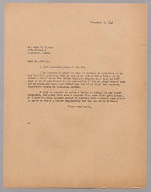 [Letter from I. H. Kempner to John D. Curtin, November 9, 1948]