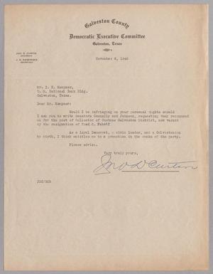 [Letter from John D. Curtin to Isaac H. Kempner, November 8, 1948]