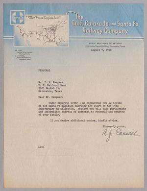 [Letter from L. J. Cassell to Isaac H. Kempner, August 7, 1948]