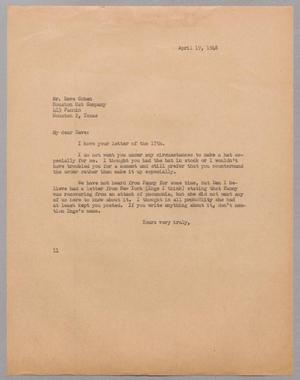 [Letter from I. H. Kempner to Dave Cohen, April 19, 1948]