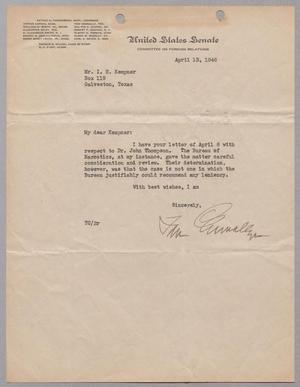 [Letter from Tom Connally to Isaac H. Kempner, April 13, 1948]