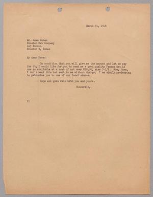 [Letter from I. H. Kempner to Dave Cohen, March 31, 1948]