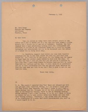 [Letter from Dave Cohen to I. H. Kempner, February 5, 1948]