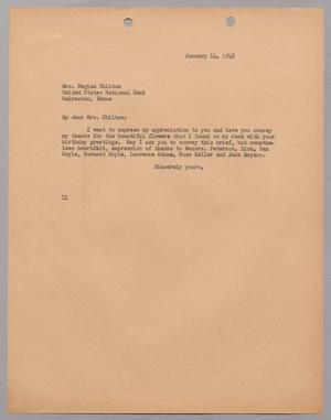 [Letter from I. H. Kempner to Regina Chilton, January 14, 1948]