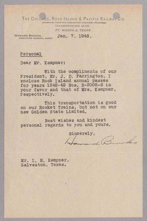 [Letter from Howard Brooks to Isaac H. Kempner, January 7, 1948]