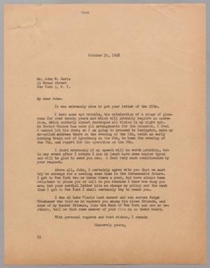 [Letter from I. H. Kempner to John W. Davis, October 30, 1948]