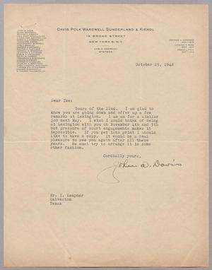 [Letter from John W. Davis to I. H. Kempner, October 25, 1948]