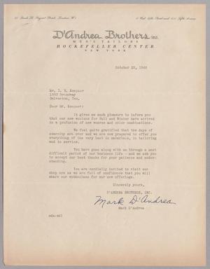 [Letter from Mark D'Andrea to Isaac H. Kempner, October 22, 1948]
