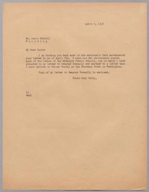 [Letter from Isaac H. Kempner to louis Dibrell, April 9, 1948]