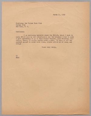 [Letter from I. H. Kempner to the Doubleday One Dollar Book Club, March 11, 1948]