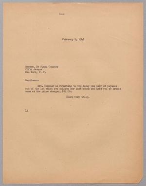 [Letter from Isaac H. Kempner to the De Pinna Company, February 2, 1948]