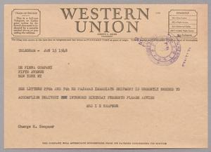 [Telegram from Henrietta Kempner to De Pinna Company, January 15, 1948]