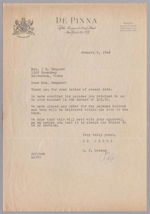 [Letter from G. F. Dobson to Henrietta Leonora Kempner, January 9, 1948]