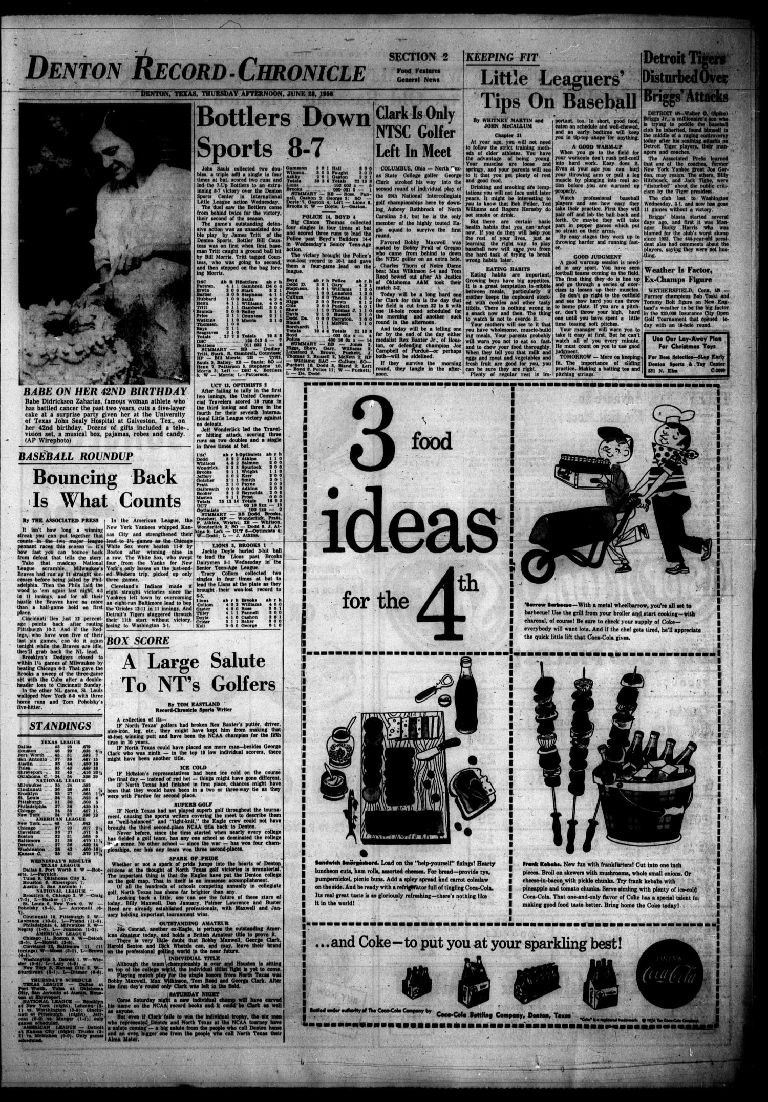 Denton Record-Chronicle (Denton, Tex.), Vol. 53, No. 283, Ed. 1 Thursday, June 28, 1956
                                                
                                                    [Sequence #]: 11 of 20
                                                