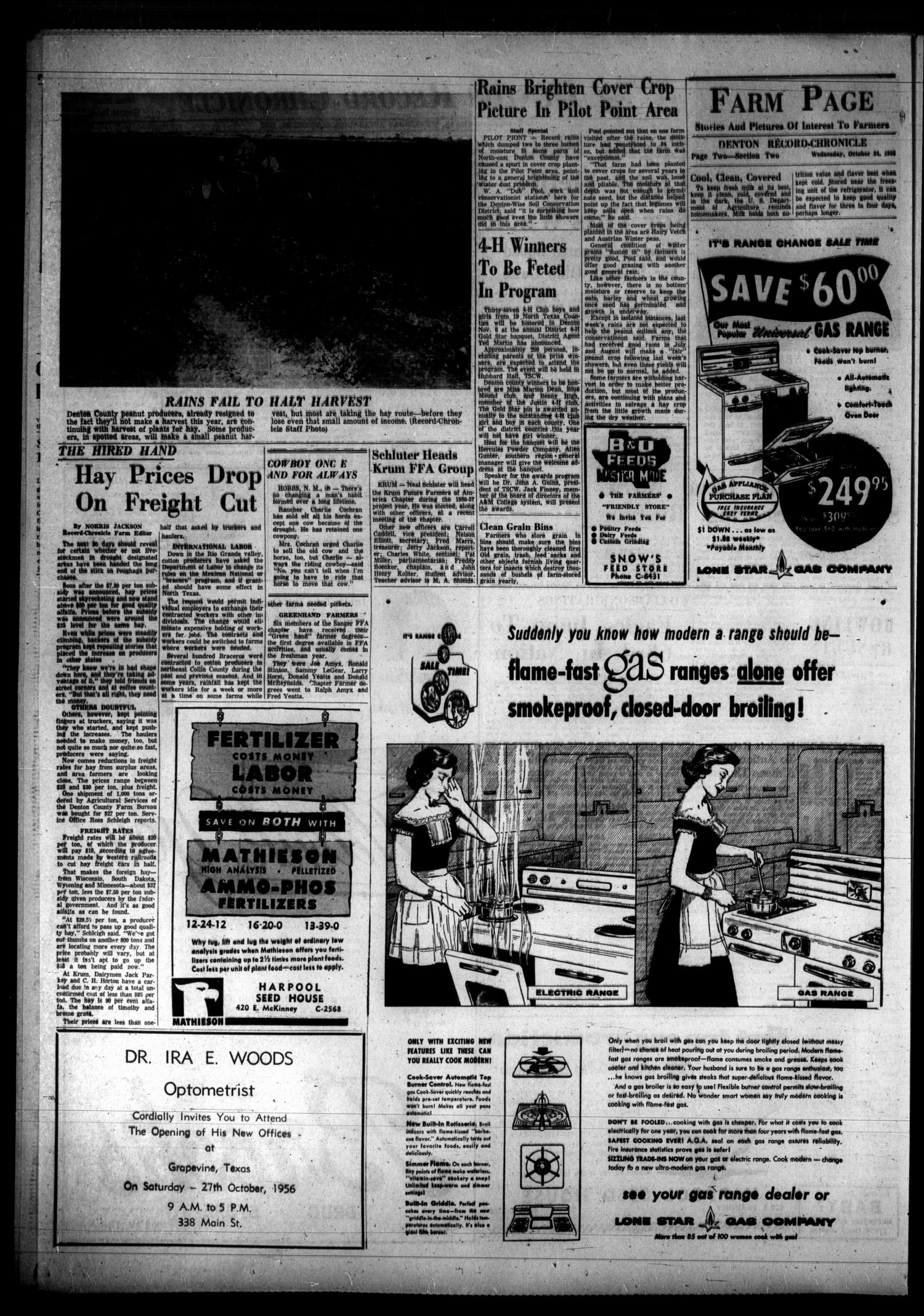 Denton Record-Chronicle (Denton, Tex.), Vol. 54, No. 71, Ed. 1 Wednesday, October 24, 1956
                                                
                                                    [Sequence #]: 10 of 16
                                                