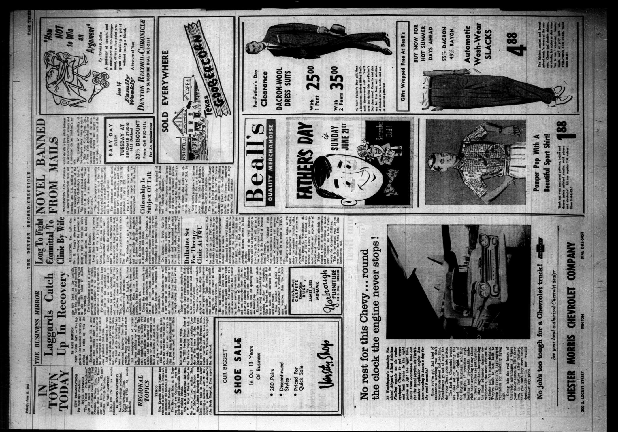 Denton Record-Chronicle (Denton, Tex.), Vol. 56, No. 268, Ed. 1 Friday, June 12, 1959
                                                
                                                    [Sequence #]: 3 of 12
                                                