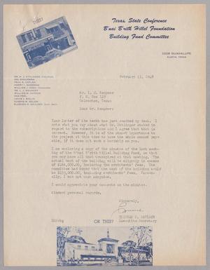 [Letter from Elconan H. Saulson to I. H. Kempner, February 11, 1948]