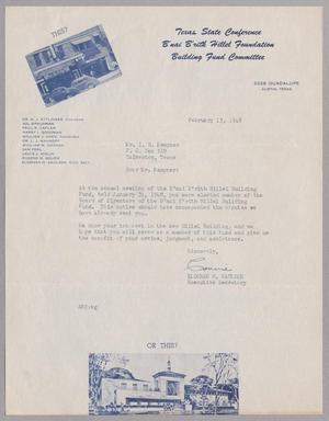 [Letter from Elconan H. Saulson to I. H. Kempner, February 13, 1948]