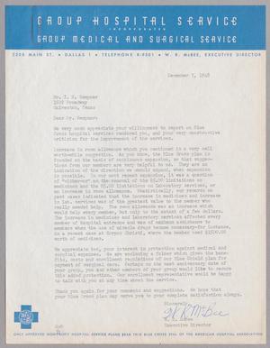 [Letter from W. R. McBee to I. H. Kempner, December 7, 1948]