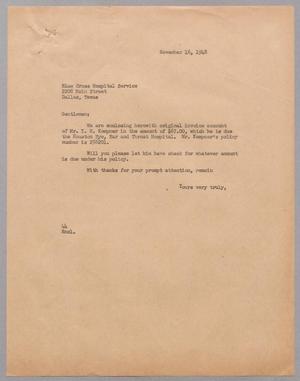 [Letter from A. H. Blackshear, Jr. to Blue Cross Hospital Service, November 16, 1948]
