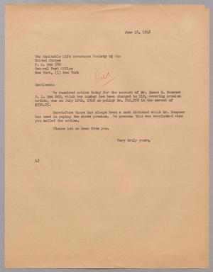 [Letter from Harris Leon Kempner to The Equitable Life Assurance Society of the United States, June 18, 1948]