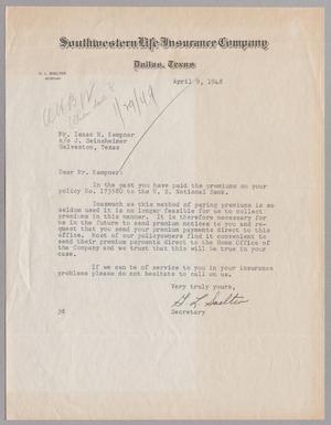 [Letter from G. L. Soelter to I. H. Kempner, April 9, 1948]