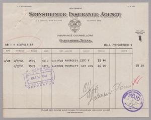 [Bill for Property Insurance from Seinsheimer Insurance Agency, 1948]