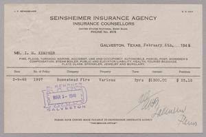 [Bill for Homestead Fire Company Insurance, February 6, 1948]