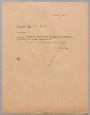 [Letter from A. H. Blackshear, Jr. to Texas Prudential Insurance Company, January 2, 1948]