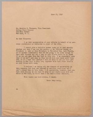 [Letter from I. H. Kempner to Maurice C. Thompson, June 18, 1948]