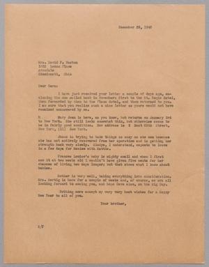[Letter from D. W. Kempner to Sara Elizabeth Weston, December 28, 1945]