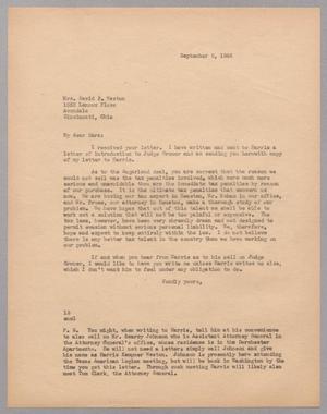 [Letter from I. H. Kempner to Sara Elizabeth Weston, September 5, 1946]