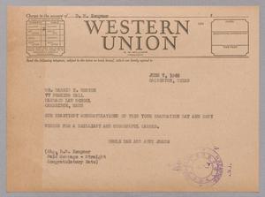 [Telegram from Dan and Jeane Kempner to Harris K. Weston, June 7, 1946]