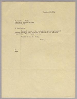 Primary view of object titled '[Letter from I. H. Kempner to Harris K. Weston, December 10, 1949]'.