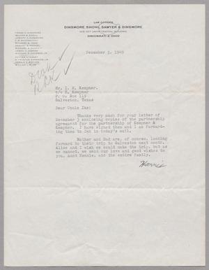 [Letter from Harris K. Weston to I. H. Kempner, December 5, 1949]