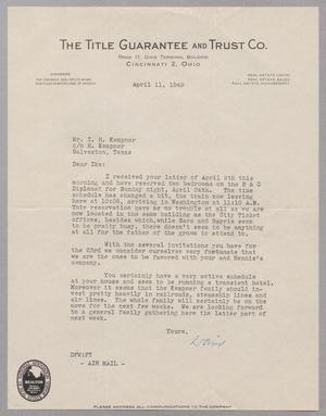[Letter from David F. Weston to I. H. Kempner, April 11, 1949]