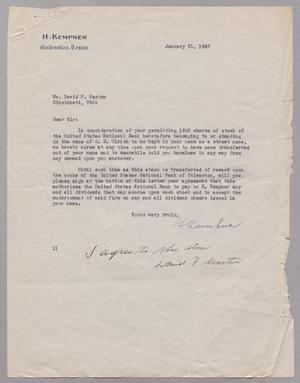 [Letter from I. H. Kempner to David F. Weston, January 21, 1947]