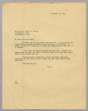 [Letter from I. H. Kempner to Mr. and Mrs. David F. Weston, December 21, 1953]