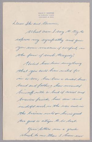 [Handwritten Letter from David F. Weston to Mr. and Mrs. I. H. Kempner]