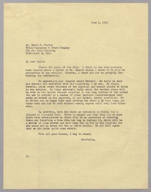 [Letter from I. H. Kempner to David F. Weston, June 1, 1953]