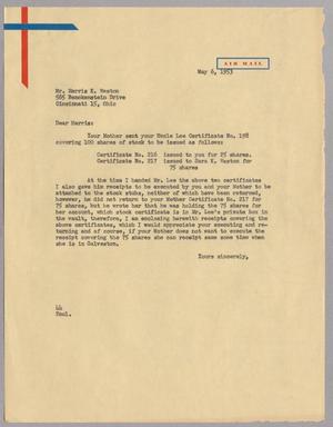 [Letter from A. H. Blackshear, Jr. to Harris K. Weston, May 6, 1953]
