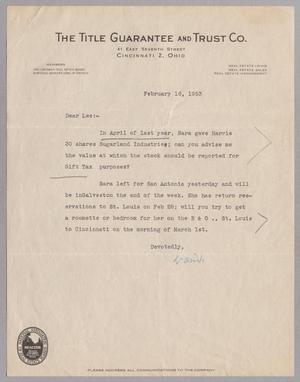 [Letter from David F. Weston to Robert Lee Kempner, February 16, 1953]
