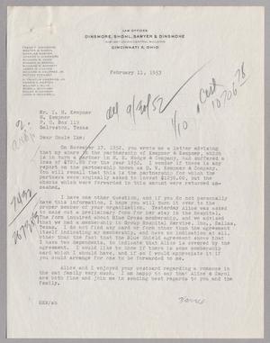 [Letter from Harris K. Weston to I. H. Kempner, February 11, 1953]