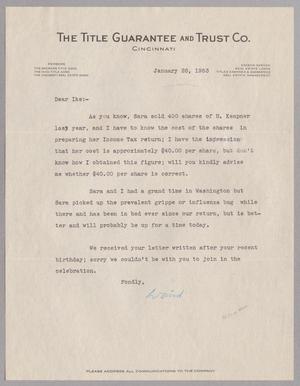 [Letter from David F. Weston to I. H. Kempner, January 26, 1953]