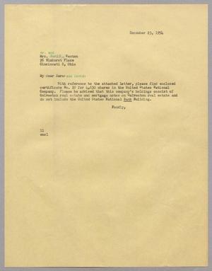 [Letter from I. H. Kempner to Mr. and Mrs. David F. Weston, December 23, 1954]