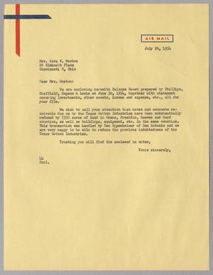 Primary view of object titled '[Letter from A. H. Blackshear, Jr. to Sara K. Weston, July 26, 1954]'.